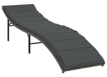Leżak z poduszką szary 55x199x50 cm polirattan WM-368247