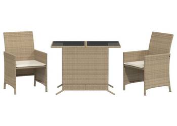 vidaXL 3-cz. zestaw mebli bistro z poduszkami, beżowy(SKU:365120)