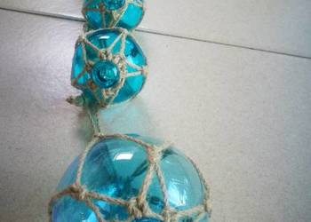 Szklane boje rybackie na sznurku zestaw