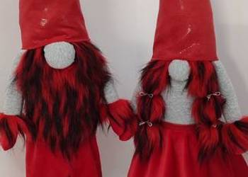 Skrzaty świąteczne para czerwony siwy