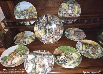 Patera i 8 talerzy. Stare rzemiosło wiejskie. Royal Doulton. komplet.