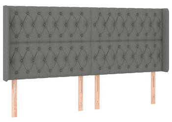 Zagłówek do łóżka z LED ciemnoszary 203x16x118/128cm tkanina WM-3124407