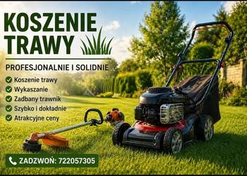 Koszenie trawy kosa spalinowa, kosiarką