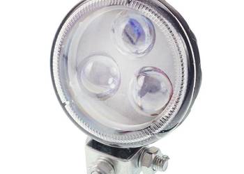 LAMPA ROBOCZA LEDOWA OKRĄGŁA,  3 LED SOCZEWKA SREBRNA, 10-30V, FI 83MM