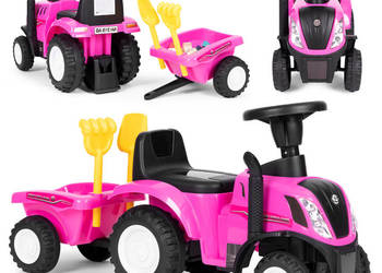 Jeździk traktor New Holland z przyczepką interaktywna kierownica dźwięki d…