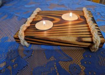 2 rustykalne świeczniki handmade z drewna | Dekoracja | Prezent | Unikat