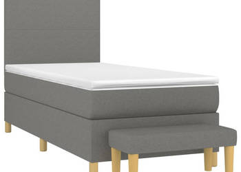 Łóżko kontynentalne z materacem ciemnoszara tkanina 90x200 cm WM-3136966