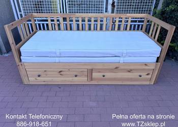 Łóżko leżanka IKEA HEMNES Lite drzewo Sosna 2 materace IKEA VANNAREID Trans