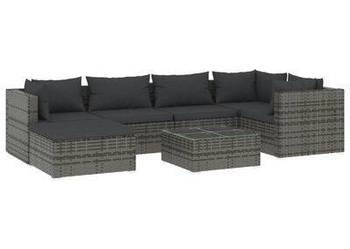 vidaXL 7-cz. zestaw wypoczynkowy do ogrodu, poduszki, rattan PE(sku3101821)