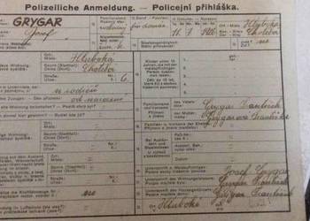 Karta meldunkowa z 1941 roku pochodzi z Czech