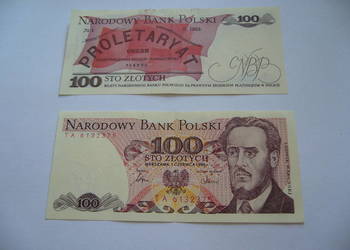 Banknoty 100 zł (1986) seria TA dwa numery pod rząd-ładne