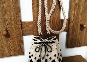 Torebka worek ze wzorem crochet, ręcznie robiona