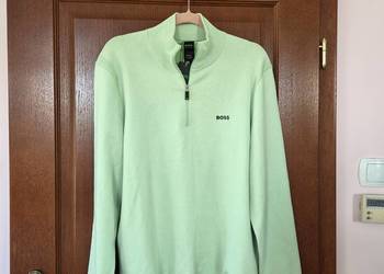 Nowy miętowy bawełniany sweter męski Troyer Hugo Boss rozmiar XL z metką