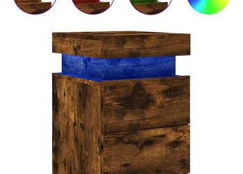 vidaXL Szafka nocna z oświetleniem LED, przydymiony dąb(SKU:836757)