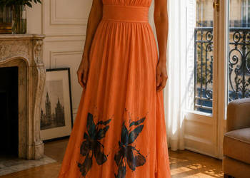 Glam by Caprice 100% jedwab długa letnia sukienka maxi M 38