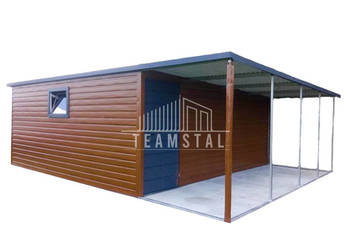GARAŻ BLASZANY 6m x 5m spad w bok wiata drzwi okno TS378