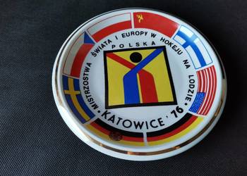 Stary wiszący talerz ozdobny  porcelana Bogucice Mistrzostwa Hokej 1976 PRL