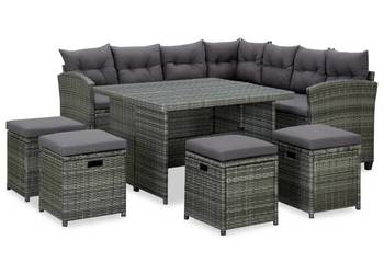 6-cz. zestaw wypoczynkowy do ogrodu, poduszki, szary, rattan PE（315231）