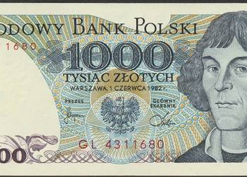 Polska 1000 złotych 1982 - Mikołaj Kopernik - GL - stan bankowy UNC