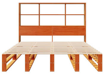 Łóżko z regałem bez materaca woskowy brąz drewno 120x190 cm WM-3323943
