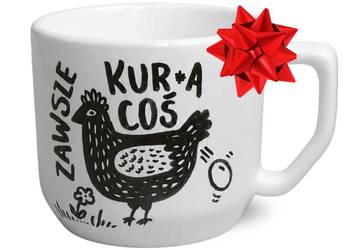 Kubek Ceramiczny Ręcznie Malowany KURA 300ml Prezent Do Pracy