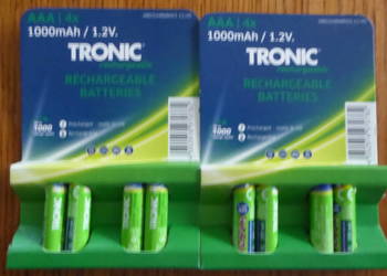 Dwa nieużywane zestawy po 4 akumulatorki 1,2V AAA/1000mAh TRONIC TRONIC
