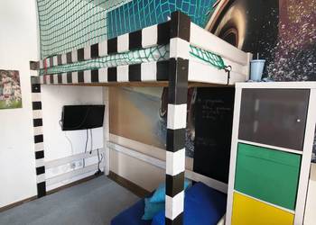 Łóżko piętrowe „Bramka” 90x200 + regały IKEA TROFAST | wyjątkowe do pokoju