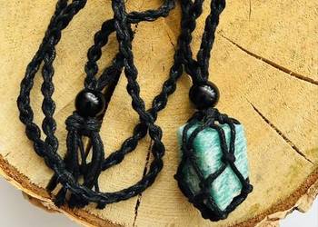 Naszyjnik makrama z kamieniem amazonitem
