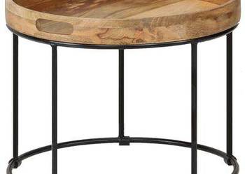 Stolik kawowy, lite drewno mango i stal, 50 x 40 cm（246672）