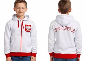 Bluza Kibica Polski Polska Kaptur zamek Haft Biała