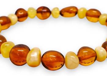 Bransoletka BURSZTYN bałtycki barok mleko, fasolka koniak #863