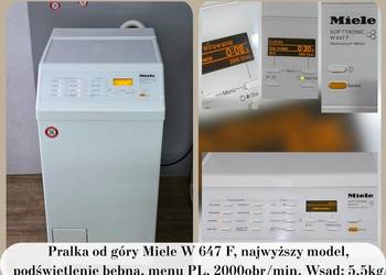 Pralka od góry Miele W 647 F, Najwyższy model. LED, 2000 obr. 5,5kg