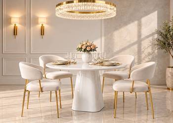 Designerski Stół Okrągły MODENA Drewniany Lakierowany Glamour Na Wymiar