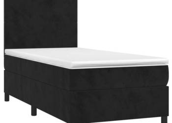 Łóżko z Materacem Kontynentalne Czarne Aksamit LED 90x200 cm WM-3135983