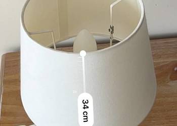 Lampka stołowa ze szklaną podstawą - biały abażur, 34 cm
