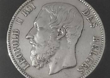 LEOPOLD II ROI DES BELGES  srebro 900    moneta z r.1871