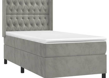 Łóżko kontynentalne z materacem i LED szare aksamit 90x190 cm WM-3139715
