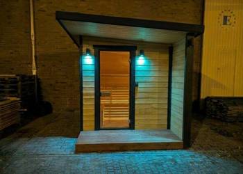 Sauna ogrodowa całoroczna z tarasem