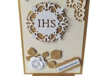 ZAWIADOMIENIA KOMUNIA UNIWERSALNE IHS W OKRĘGU C6 ZŁOTO - BIEL