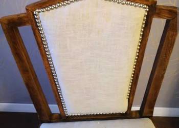 Secesyjne krzesło dębowe, tapicerowane, zabytkowe, unikalny kształt