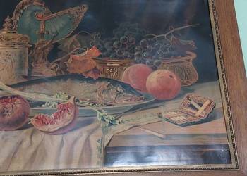 Obraz przedwojenny reprodukcja rama drewno gips  82x62cm