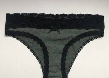 khaki zielone czarne majtki figi Censored New Yorker xs 34 koronka