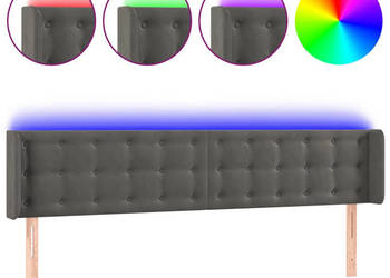 Zagłówek do łóżka z LED ciemnoszary 203x16x78/88 cm aksamit WM-3123737
