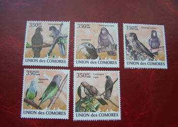 Komory 2009 MNH Fauna Ptaki Papugi 5v set