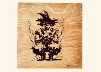 Goku wypalany na desce 30x30cm