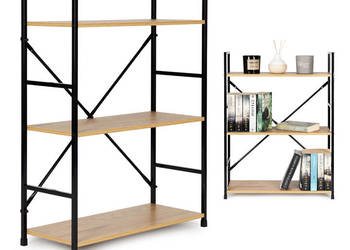Regał drewniany metalowa rama szeroki LOFT 3 półki ModernHome