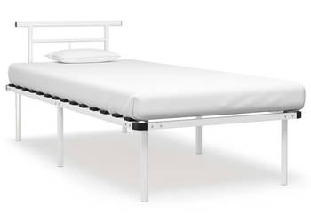 Łóżko Metalowe Białe Rama Łóżka Ze Stelażem 90 x 200 cm WM-324821
