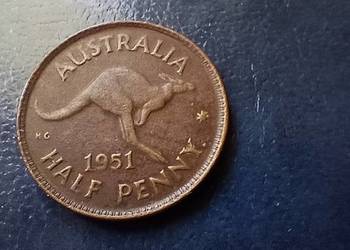 Stare monety 1/2 pens 1951 Australia