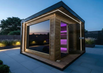 SAUNA OGRODOWA MODERN deLUX 260 x 240cm z piecem Harvia WiFi