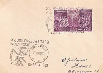 POLSKA 1939-Fi.335-RZADKA koperta z  kasownikiem okolicznosciowym.